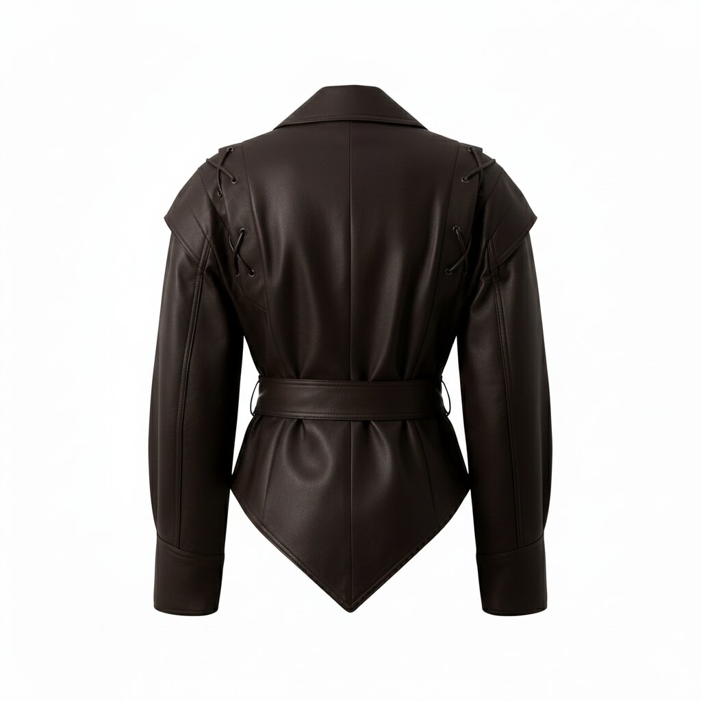 Taillierte Kunstlederjacke mit Bindegürtel