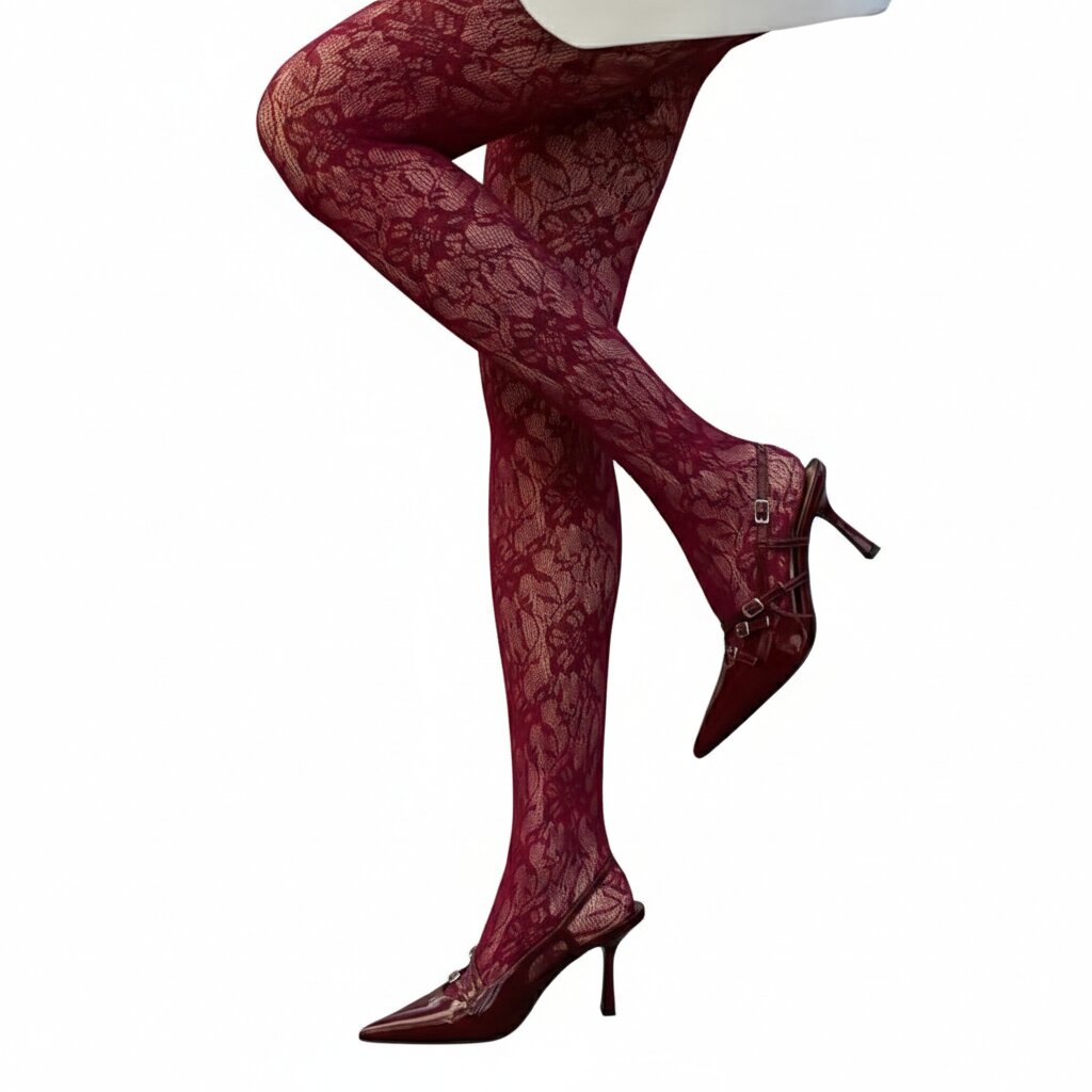 Strumpfhose mit Blumen Spitzen Muster