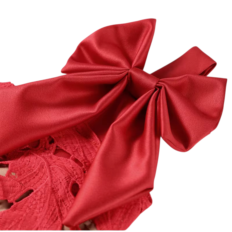 Abendkleid Spitze mit Schleifen