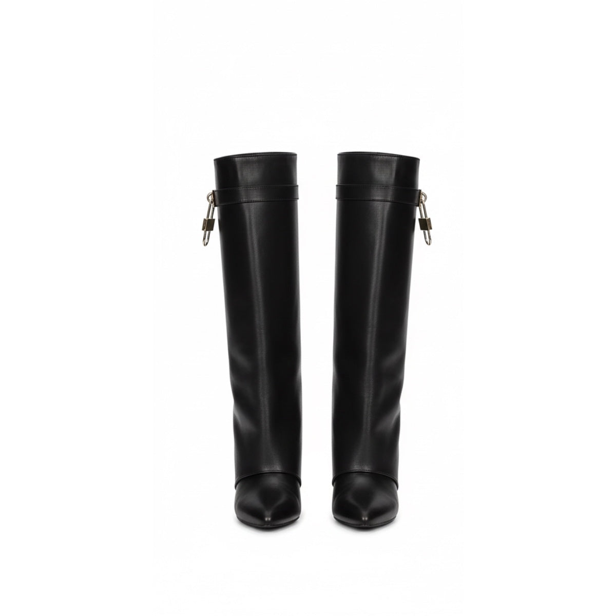 Stiefel mit verdecktem Absatz und Schloss