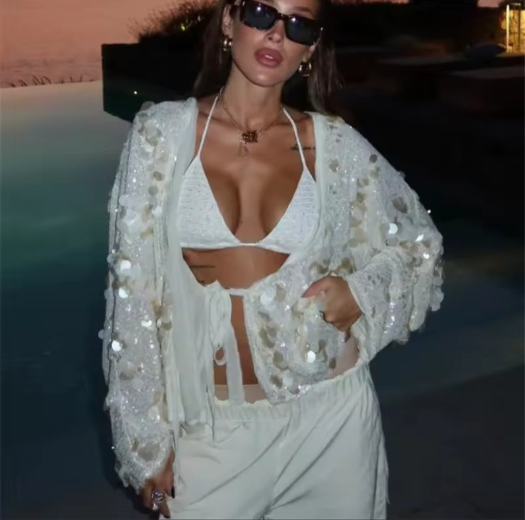 Pailletten Wickeloberteil