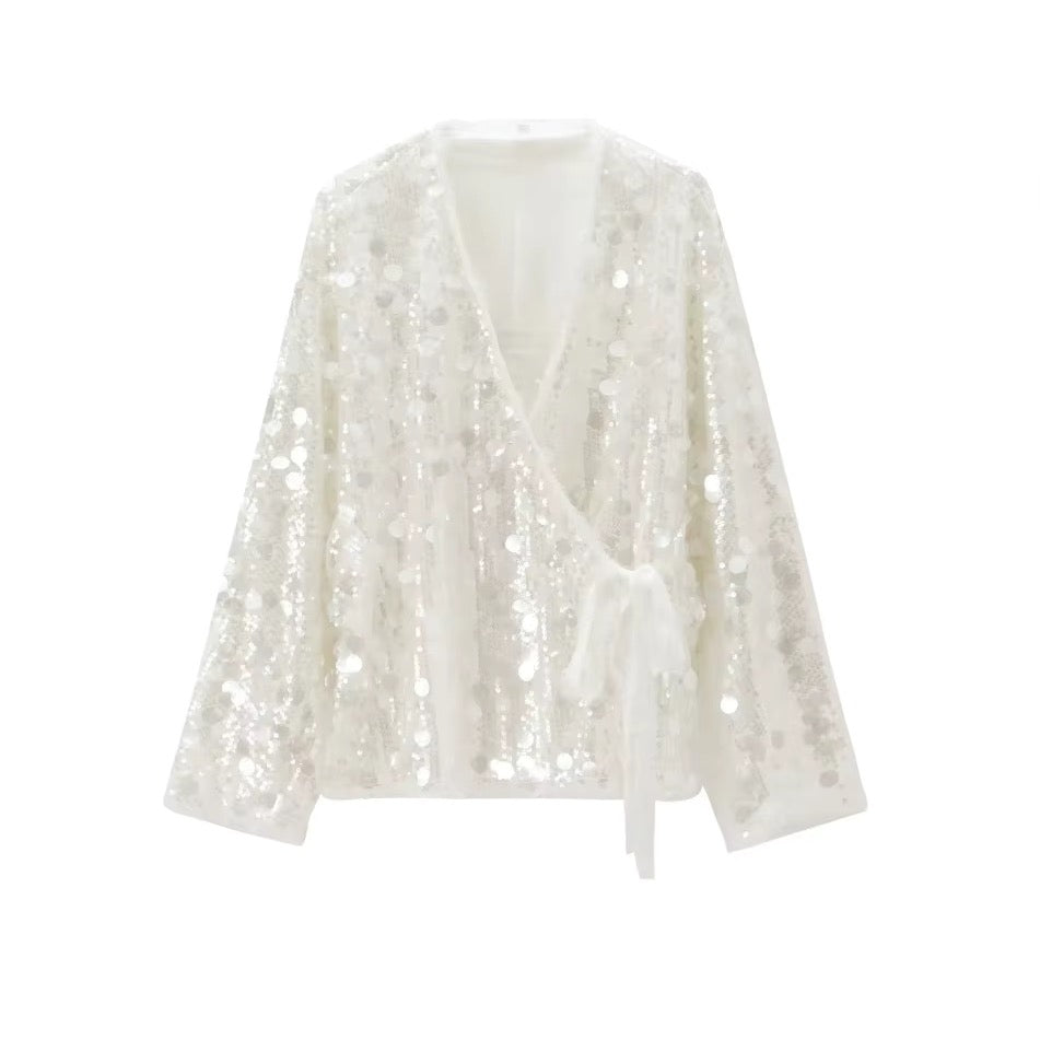 Pailletten Wickeloberteil