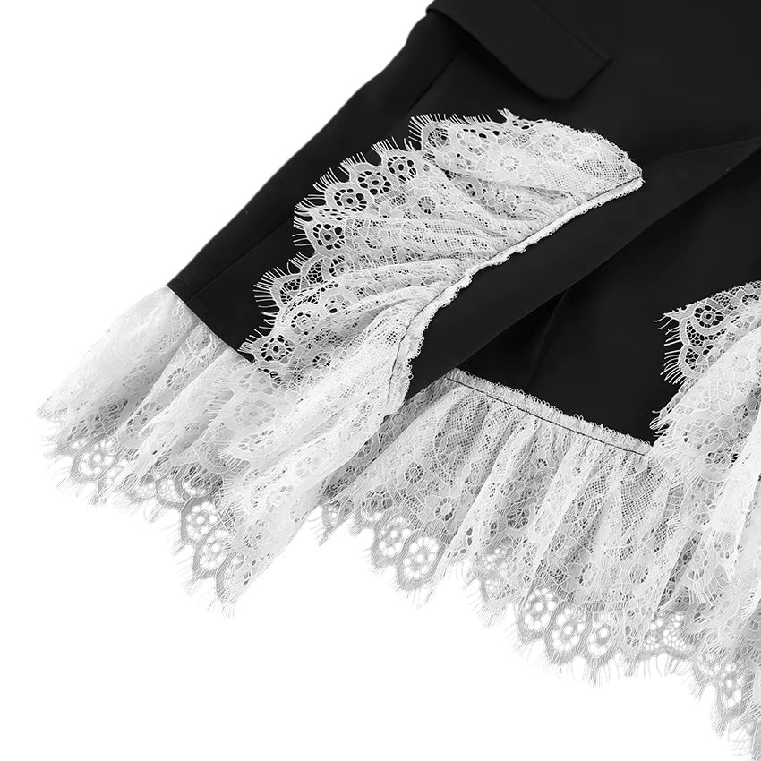 Blazer mit Spitzenbesatz