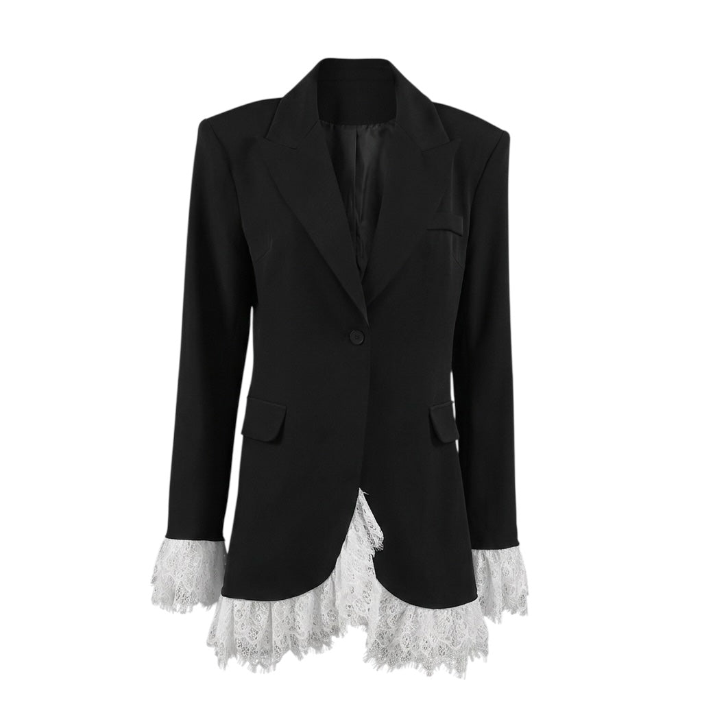 Blazer mit Spitzenbesatz