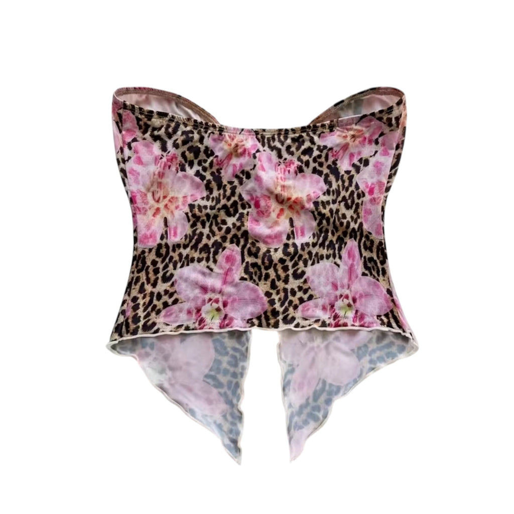 Top mit Blumen und Leoparden Muster