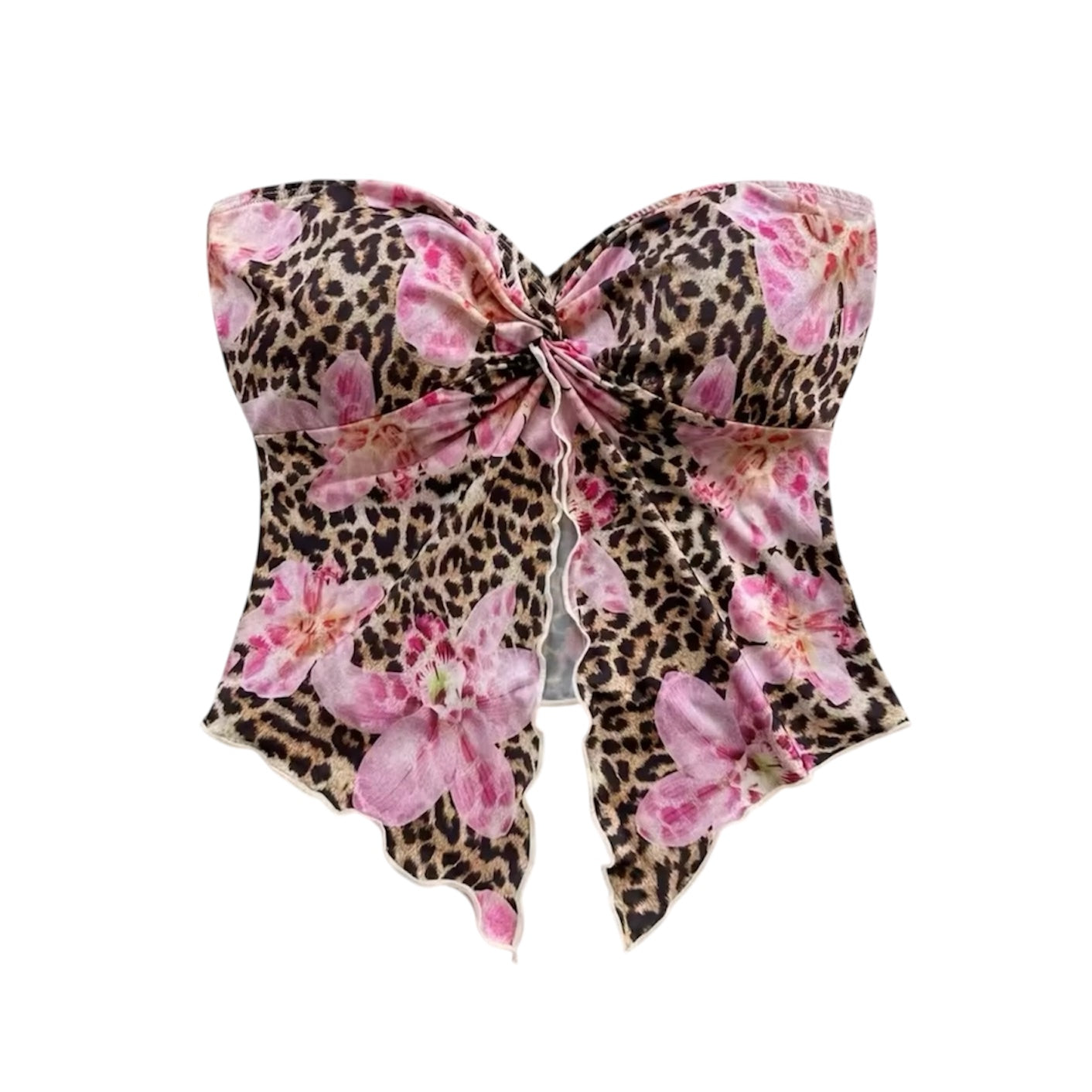 Top mit Blumen und Leoparden Muster