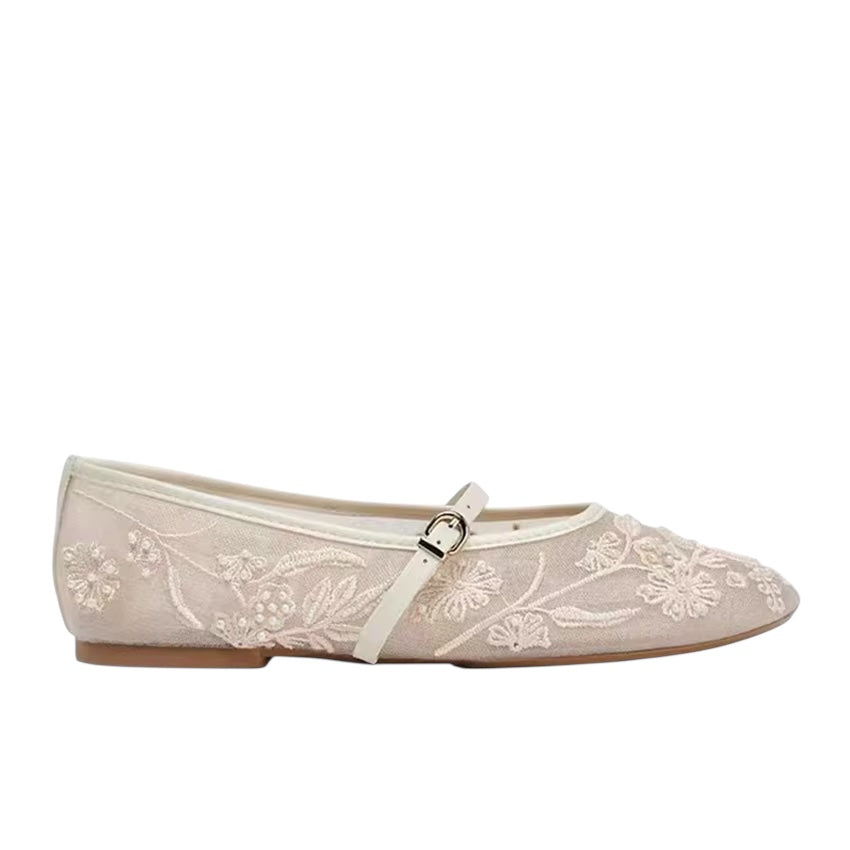 Mary Jane Ballerinas mit Blumenstick