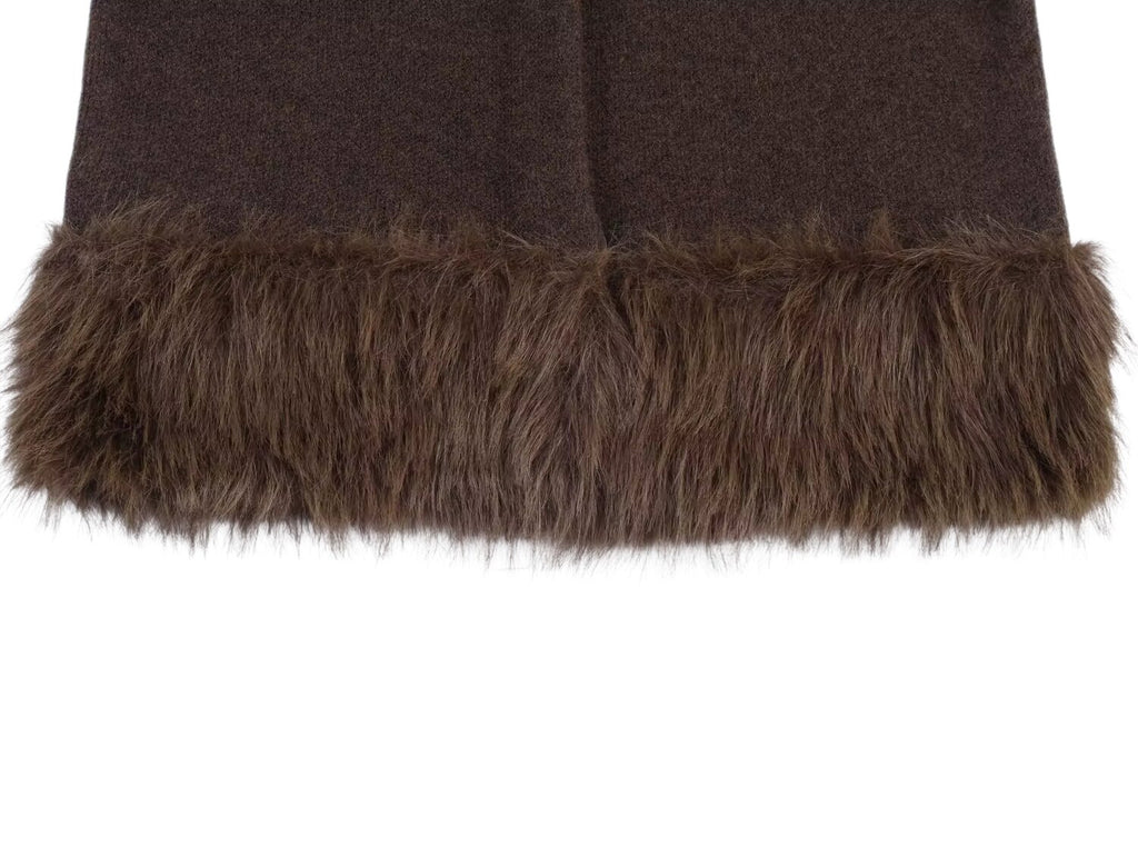 Strick-Kleid mit Kunstpelz