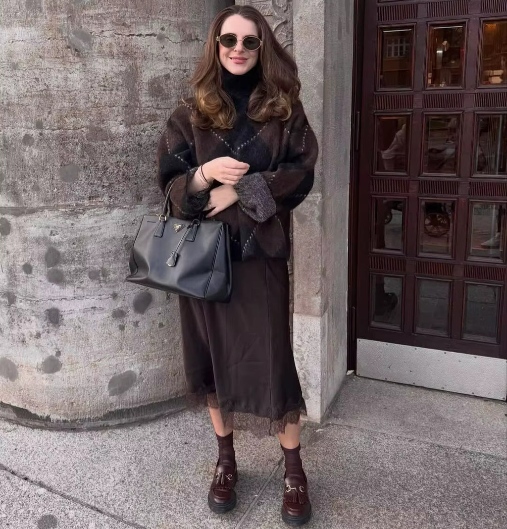 Strickpullover Karomuster