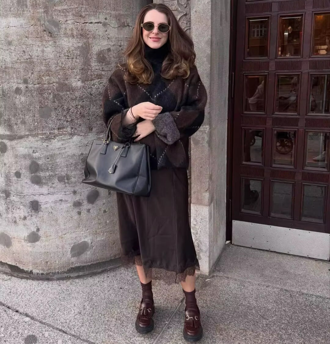 Strickpullover Karomuster