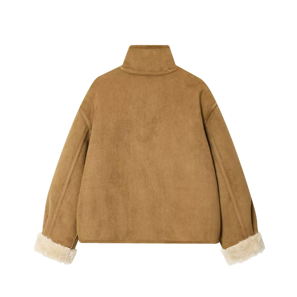 Wildleder-Optik Wendejacke mit Teddyfell