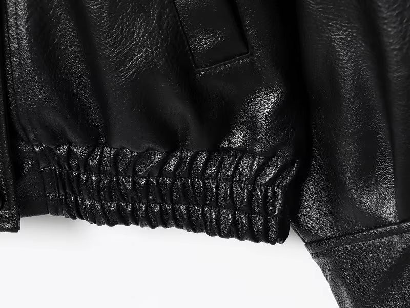 Kunstlederjacke mit Stehkragen