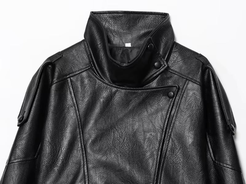 Kunstlederjacke mit Stehkragen