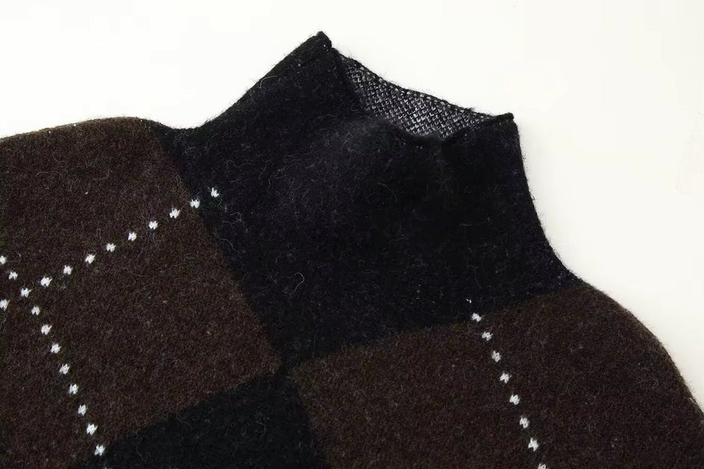 Strick-Set mit Karomuster