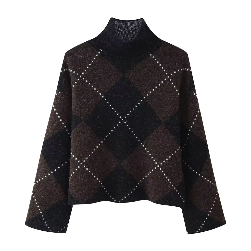 Strick-Set mit Karomuster