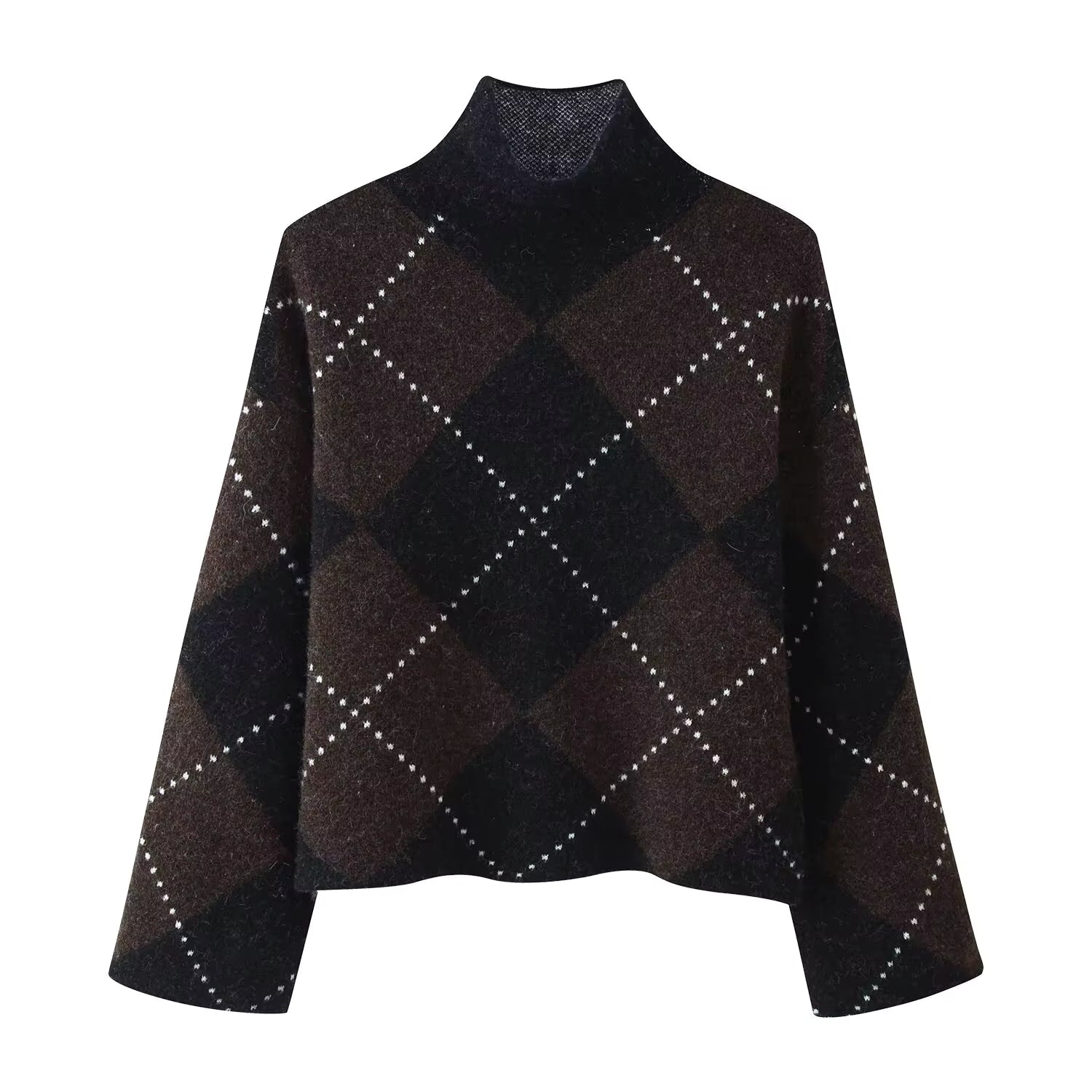 Strick-Set mit Karomuster