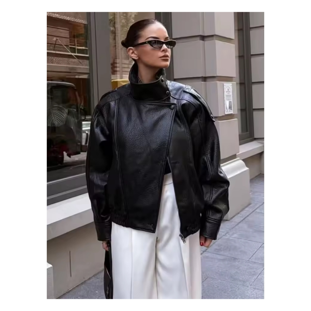 Kunstlederjacke mit Stehkragen