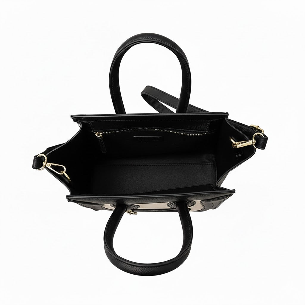 Zweifarbige Handtasche in Lederoptik