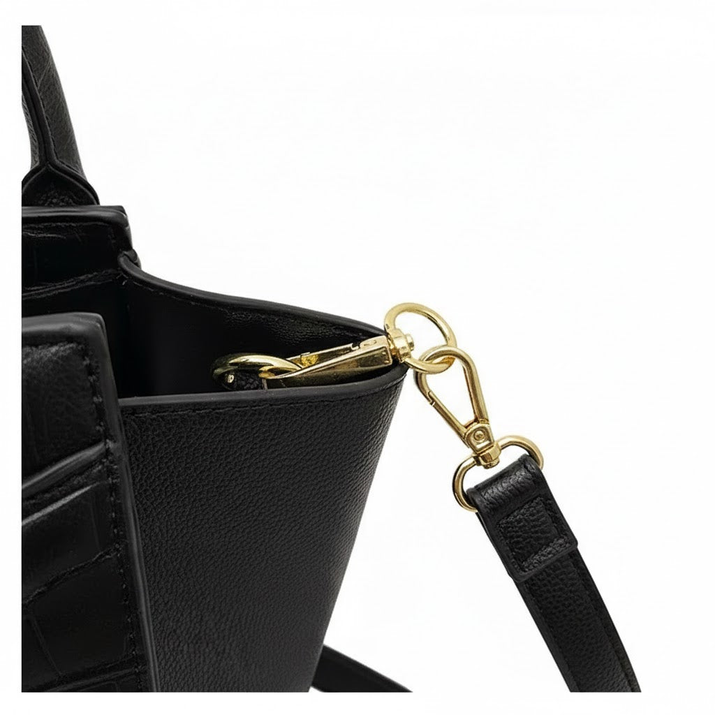 Zweifarbige Handtasche in Lederoptik